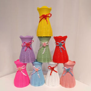 Plastic Rattan Simulation Vase Dried Flower Basket DIY Home Office Decoration