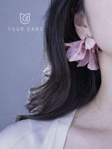 Handmade Original Large Flower Velvet Fairy Ear Decorations Ear Pins High-End Feelings for Hanfu Women Fashion Jewelry
