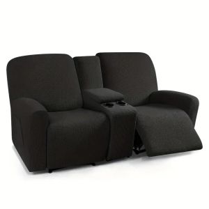 Vỏ Bọc Ghế Sofa 2 Chỗ Ngồi Chất Liệu Spandex Co Giãn Chống Trơn Trượt Màu Trơn Có Khay Để Cốc Dành Cho Ghế Tình Nhân.