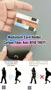 Mediatech Dompet Kartu Forged RFID Carbon Fiber Card Holder Black Grey