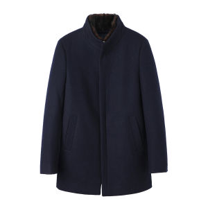 Mens Woolen Coat down Jacket Stand Collar Beaver Fur Collar Removable down Inner White Duck down Woolen Coat