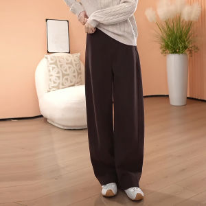 MEITESIJIAONU | Browntweed Wide Leg Pants Large Size