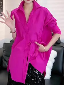 YenR European Goods Heavy Weight Spring New Arrival Womens Clothing Fall and Winter Fancy Beautiful Dragon Fruit Color Shirt Wear Match Tops