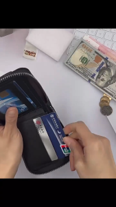 Dompet zip vintaj pemegang kad berkapasiti besar dompet lelaki