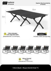 TanXianZhe | Folding Camping Table and Chair Combination Portable All-in-One