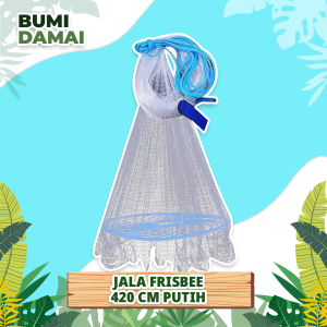 Bumi Damai Jala Jaring Lempar Frisbee 420 CM Benang Monofilamen Putih Mesh Pancing Penangkap Perangkap Ikan Udang Kepiting Piring Bulat Fishing Throw Net Cage