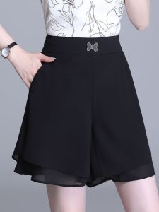 High Waist Wide Leg A-Line Skirt Pants Womens Summer New Style Casual Thin Short Shorts Asymmetric Korean Style Commute Wind