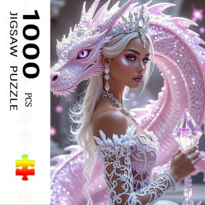 BILIBILI | 500/1000/1200/2000PCS Jigsaw Puzzle Pink Beauty And Dragon Fantasy Scene For Adults Family Creative Stress Relief Birthday Gift