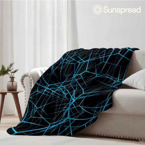 Beast Kingdom | blue neon wireframe Soft Warm Flannel Blanket Lightweight Cozy Christmas Halloween Home Decor Room