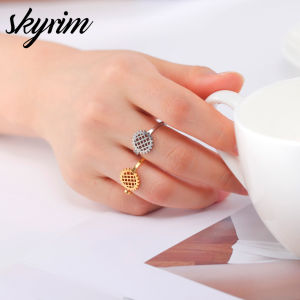 แหวน SKYRIM สำหรับผู้หญิงที่สง่างามมีดีไซน์ดอกทานตะวันและปรับขนาดได้สำหรับเป็นของขวัญแหวนแฟชั่นเครื่องประดับ