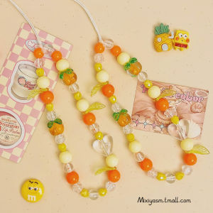 Creative Short New Year Mobile Phone Pendant Cute Gourd Shape Womens Handbag Accessory Anti-Loss Chain Fine Bead String