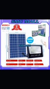 BOSCA 2 Year Warranty 100W Heavy Duty Solar Led Outdoor Flood Light Street Lamp IP65 Waterproof With Remote