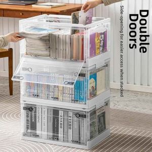 Stackable Transparent Storage Box Book Organizer