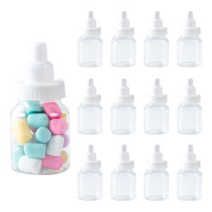 12pcs Pink Blue Milk Bottle Candy Boxes Plastic Candy Box Bottle Party Decorations Baby Shower Favors Gender Reveal Decorations
