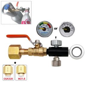 Soda Water CO2 Refill Adapter for Sodastream Quick Connect Cylinder DUO Art Terra ChargingBall Valve 250Bar 2kPsi Gauge