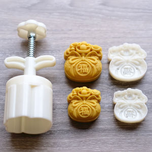 New Year Hand Press Style Fortune Bag Mooncake Baking Tool 3D Pastry Ice Skin Mooncake Mold Kitchen Cooking Utensils