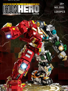 Superhero Large Size Building Blocks Assembly Toy Semi-Transparent Hulk Iron Man Robot Children Gift Boys Assembly Toy Blocks