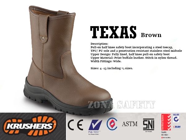 SEPATU SAFETY KERJA PROYEK KRUSHERS BOOT TEXAS BROWN 100%ORIGINAL REALPICT GAN
