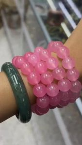 สร้อยข้อมือหินสี โทนPink Quartz ขนาด 13มิล