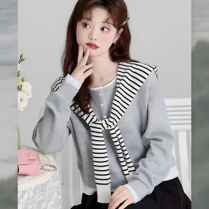 Khăn Choàng Cổ Dệt Kim Kẻ Sọc 2024 Mới Về Quần Áo Nữ Thời Trang Mùa Hè Chống Lạnh Chất Liệu Polyester Khăn Choàng Cổ Đa Năng Cho Nữ