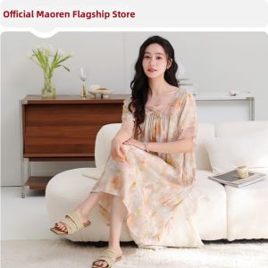 MiiOW | Cool and Luxurious Dressing Gown Summer Thin Floral Lace Short Sleeve