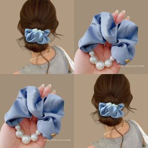 Gentle Pearl Hair Circle Low Ponytail Styling Elastic Band