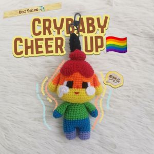 พร้อมส่ง!! พวงกุญแจ​ถัก​ไหมพรม​ ครายเบบี้สายรุ้ง​ CRYBABY​