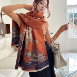 Womens Scarf Autumn and Winter Korean Style Reversible National Style Air Conditioning Shawl Dual-Use New Arrival All-Matching Warm Thickened Scarf Cloak