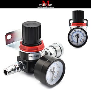 AR2000 1/4 Pneumatic Mini Air Pressure Relief Control Compressor Regulator Treatment Units Valve with Gauge