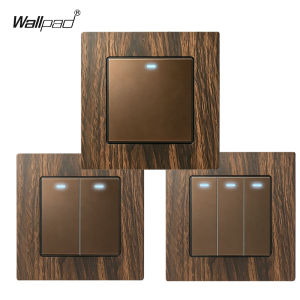 Wallpad | Wallpad 86 Type Wood Texture Metal Frame Wall Switch Socket 16A 1/2/3 Gang 1Way 2Way On Off Power Switch With Neon Indicator