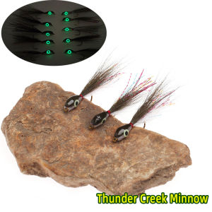 2PCS Thunder Creek Minnow Fly Fishing Lure Bucktail Streamers Glow 3D Fish Eye Baitfish Smolt Sea Trout Bass Pike Fishing Lure