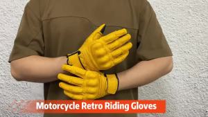 Vintage Goat Skin Motorcycle Gloves Touchscreen Men Retro Leather Motorbike Motocross Glove Lady Motorcyclist Riding Guantes