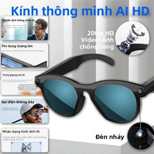Kính Thông Minh HD 200W Tích Hợp Camera AI Bluetooth 5.3 Gọi Thoại Dịch Thuật Chụp Ảnh Độ Nét Cao Quay Video