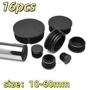 16PCS Black Round Plastic Blanking End Cap Tube Pipe Inserts Plug Bung Insert Stopper For Chair Leg Pipe Tapon Tubo 10mm-60mm