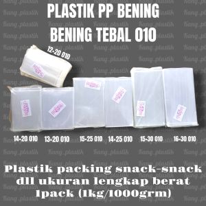 plastik PP bening tebal 010 ukuran 14×25 15×25 17×25 17×30 18×25 18×30 13×25 20×35 23×40 plastik kemasan Snack