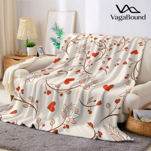 BILIBILI | Vintage Lotus Red Hearts Flannel Blanket Warm Soft Halloween Christmas Decorative Couch Warm Cozy All-Season Gift