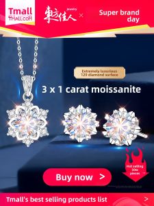 East Beauty | Sterling Silver Necklace Earrings With Moissanite Womens 999 Fine Silver