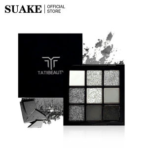 SUAKE 9 Color Eyeshadow Palette Black White Gray Metallic Smokey Makeup Eyeshadow with Mirror