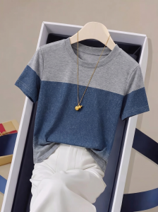 V.C.I | Contrast Color Round Neck Youthful Versatile T-Shirt