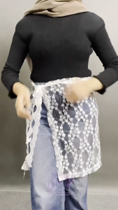 Korean lace and lace versatile lace up hem with buttocks covering and buttocks curtain gauze skirt