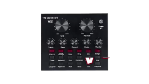 V8 Sound Card Audio Interface BLUETOOTH USB Live Broadcast Mic Sound Card for PC Mobile Record