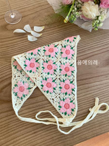 Knitted Childrens Scarf Triangle Sunscreen Headwear Girls Holiday Outing Healing Spring Day Travel Essential Hair Accessory