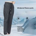 Thickened Fleece Anti-Wind Waterproof Men's And Women's Casual Pants Winter Warm Straight Leg High Waist Long Trousers. 