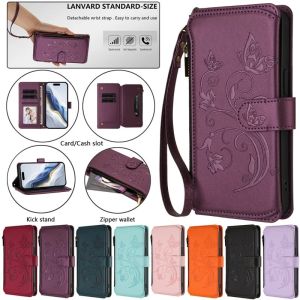 For iPhone 8 Plus SE2 7 Plus SE3 6 Plus SE 2022 6s Plus 7 8 6 6s Zipper Butterfly Wallet Leather Card Slot Flip Skin Stand Protect Cover Case