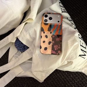 Jinenghu Tiger New Vintage Patchwork Earth Tone Acetate Leopard Print Protective Case for Apple 17promax iPhone 16pro/Air Full Edge Drop Resistance 15/14/13