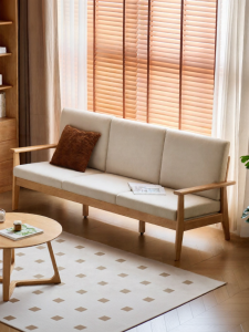 WEISHA | Soft Padded Straight Row Small Living Room Sofa 3 Seater