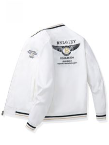 ROMON | Lormen Mens Baseball Collar Jacket Casual Short Style Windproof Outerwear Fashionable Urban Autumn Season Polyester Fiber