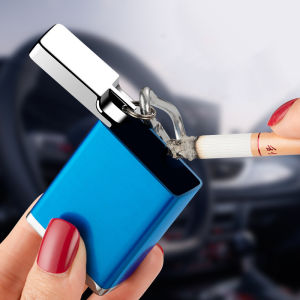 Gạt tàn mini hình vuông kim loại bóng trơn có móc khóa nhiều màu