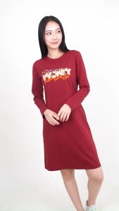 Forest x Disney Mickey Embroidered Premium Cotton Long Sleeve Women Dress | Baju Perempuan - FW885009