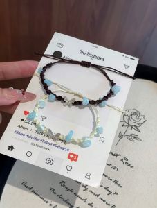 Lucky Butterfly Handmade Woven Bracelet for Women Elegant Small Design Stone Fragments Sweet Accessory Best Friend Rope Bracelet